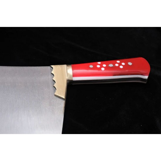 9.5" Professional Handmade Heavy Duty Meat Cleaver | High Carbon Steel Bone Crusher | 1.25kg Butcher Cleaver with Acrylic & Brass Handle