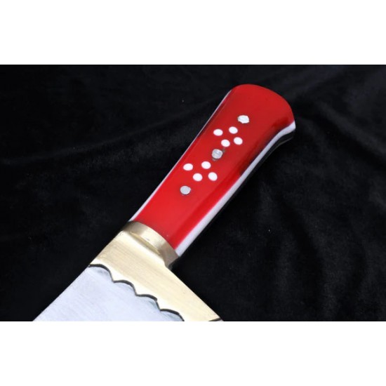 9.5" Professional Handmade Heavy Duty Meat Cleaver | High Carbon Steel Bone Crusher | 1.25kg Butcher Cleaver with Acrylic & Brass Handle