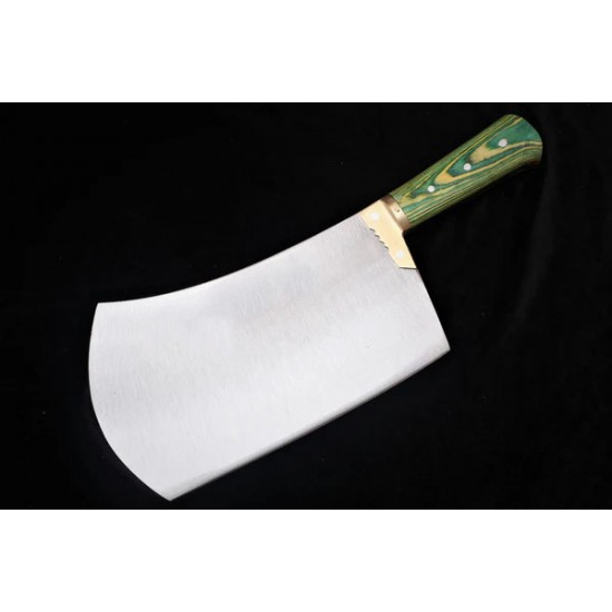 Professional Handmade Heavy Duty Meat Cleaver | High Carbon Steel Bone Crusher | 1Kg Butcher Cleaver with Color wood & Brass Handle