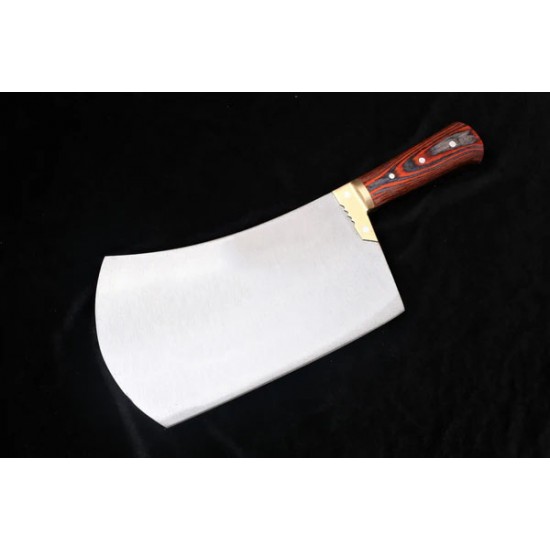 Professional Handmade Heavy Duty Meat Cleaver | High Carbon Steel Bone Crusher | 1.25kg Butcher Cleaver with Color Wood & Brass Handle
