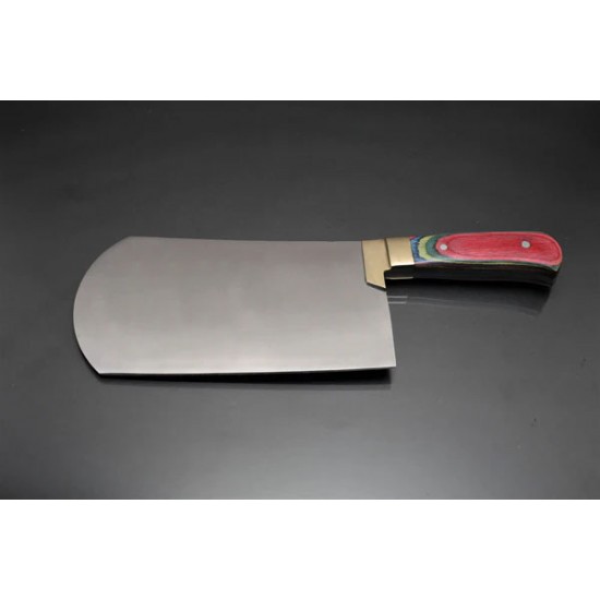 EXCELLENT CUTLERS 1kg Heavy-Duty Stainless Steel Bullnose Cleaver – Professional Mutton & Bone Chopper with Multi-Color Handle & Solid Brass Bolster