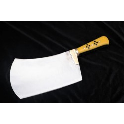 Handmade Heavy Duty Butcher Cleaver | 1kg High Carbon Steel Meat & Bone Cleaver | Premium Acrylic & Brass Handle | Professional Poultry & Beef Chopper