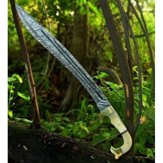 Custom Handmade 30.00 inches Damascus Steel Blade Survival Kopis Sword