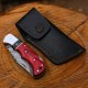 Copper Damascus Folding Knife with Leather Cover