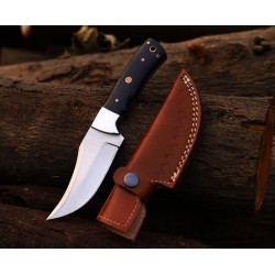 Dual-Tone Copper Damascus Folding Knife with Leather Cover