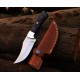 Dual-Tone Copper Damascus Folding Knife with Leather Cover