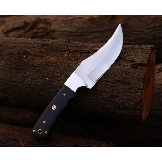 Dual-Tone Copper Damascus Folding Knife with Leather Cover