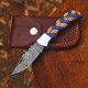 Custom Hand-Forged 8" High Carbon Steel Micarta Hunting Knife with Leather Cover