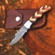 Custom Hand-Forged 8" High Carbon Steel Micarta Hunting Knife with Leather Cover