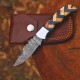 Custom Hand-Forged 8" High Carbon Steel Micarta Hunting Knife with Leather Cover