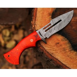 Handmade 6.5" Damascus Stainless Steel Hunting Folding Knife | 3" Blade, Rosewood & Pakkawood Handle with Silver Bolster | Premium Leather Sheath Included