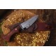 Bobcat Hunting Dagger in Damascus Steel And Wood Handle | With Leather Cover | (Total length 10.3 inches)