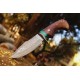 Damascus Bobcat Hunting Dagger – Wood, Brass & Feroza Resin Handle (Total length 10.3 inches ) with Leather Cover