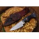 Damascus Bobcat Hunting Dagger with Colored Wood (Total length 10.3 inches) with Leather Cover