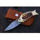 Fish Handle Folding Knife – Damascus Steel Blade with Bone & Brass Handle (Total length 8.2 inches )