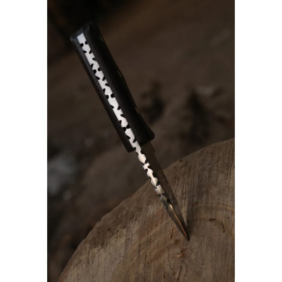 Premium Hunting Dagger ( Blade J2- Handle Wenge wood 6 Gauge Engraved ) With Leather Cover