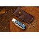 Hunting Folding Knife with Leather Cover (Damascus Steel Blade / Resin Handle )