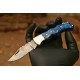 Hunting Folding Knife with Leather Cover (Damascus Steel Blade / Resin Handle )
