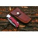 Premium Hand-Forged Damascus Steel Folding Knife With Leather Cover – Colour Pakkawood & Silver Bolster