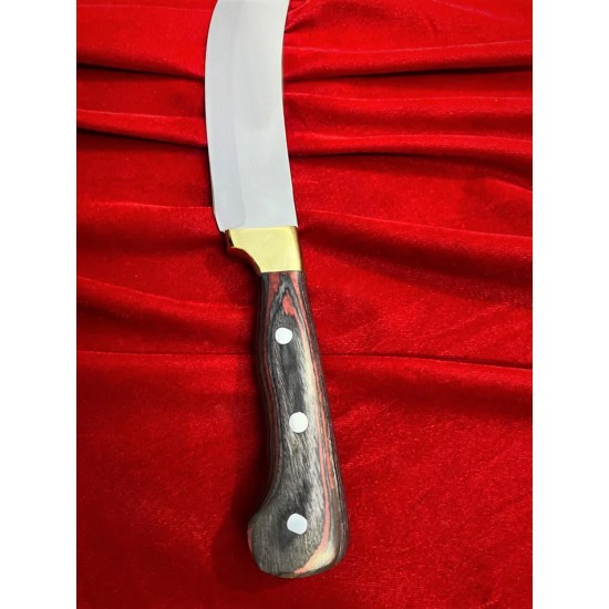Excellent Cutlers Premium 7-Inch Blade Turkish Knife | 12C27 Stainless Steel | Color Wood Handle & Brass Bolster