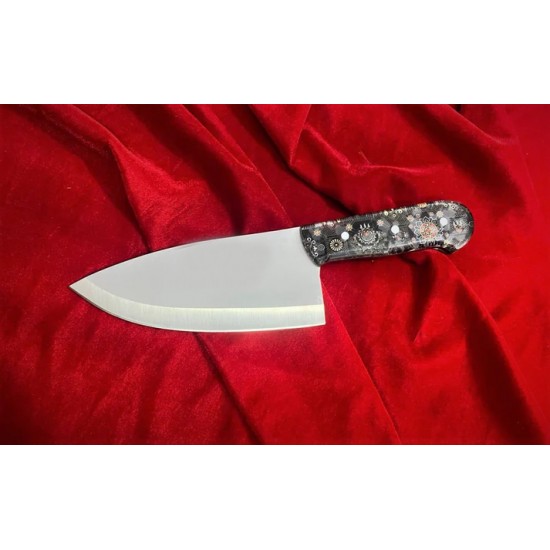 Excellent Skinner Knife In J2 Stainless Steel , vibrant mandala-inspired mosaic pattern