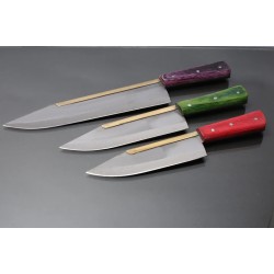 Excellent Slaughter knife 3pc set |Blade funder/ brass and Handle Color wood | (Blade length 6inch, 8inch and 10inch )