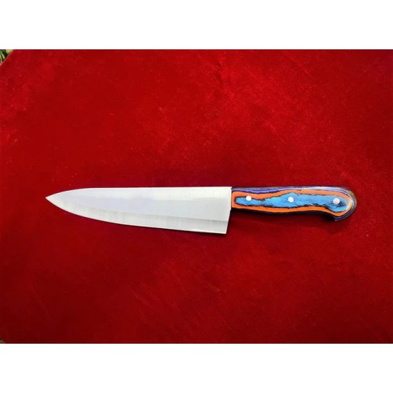 Excellent Cutlers & Knives 10" J2 Steel Slaughter & Chef Knife - Multi-Color Pakka Wood Handle - Razor Sharp Professional Butcher Blade